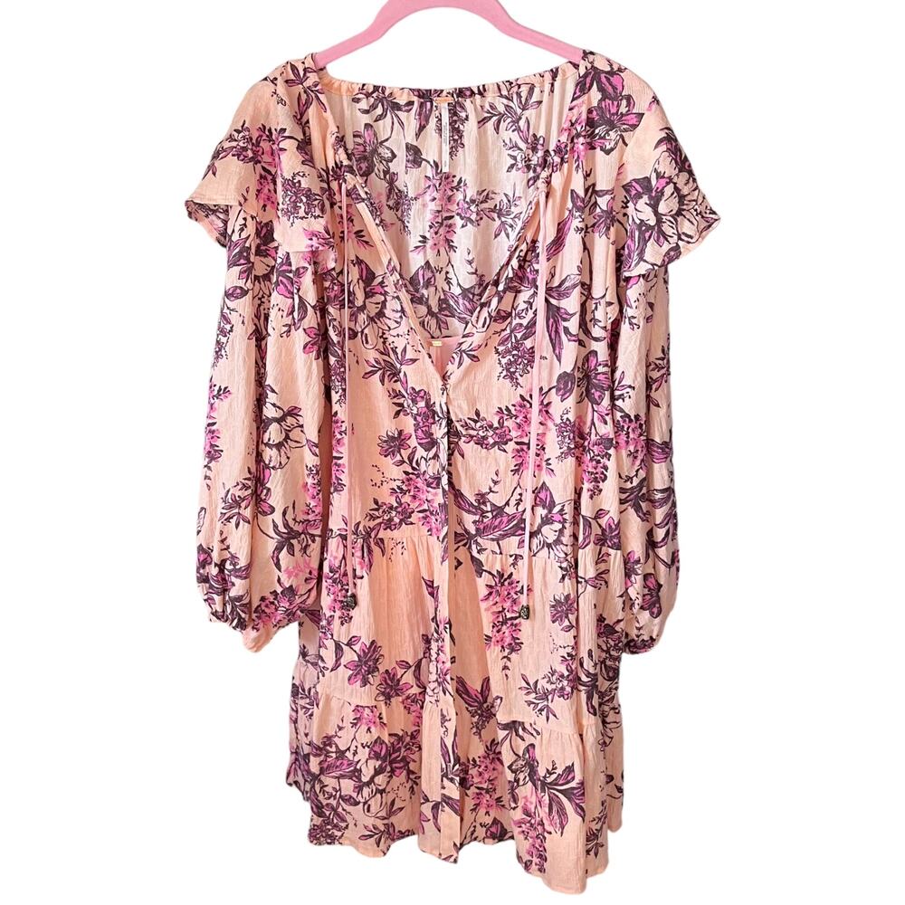 Free People Sunbaked Swing Dress Peach Combo Size Small